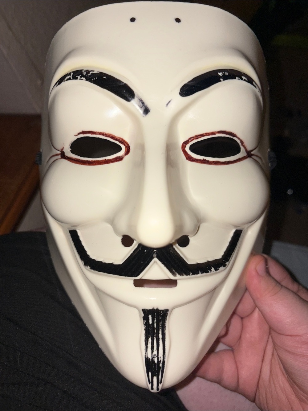 Party City Cream Guy Fawkes Style Mask with Black Accents